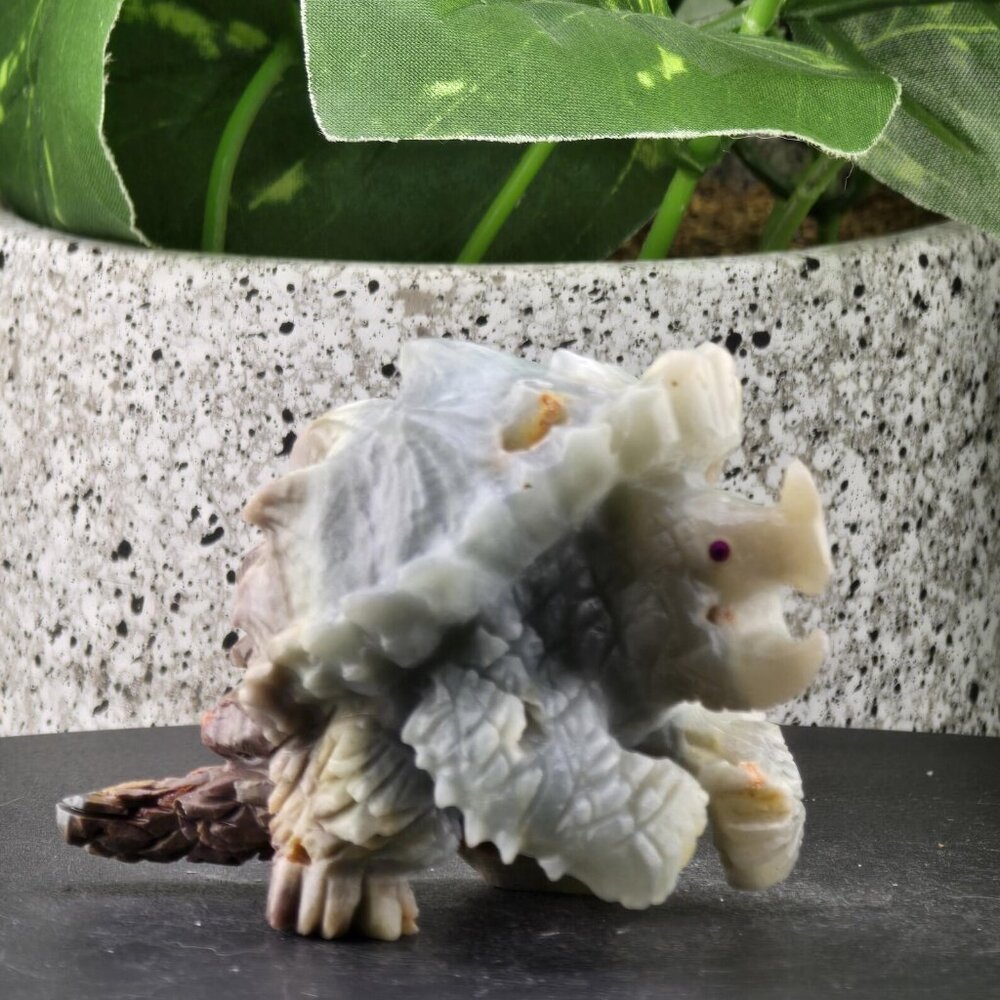 NATURAL AMAZONITE CARVED SNAPPING TURTLE TORTOISE NWOT